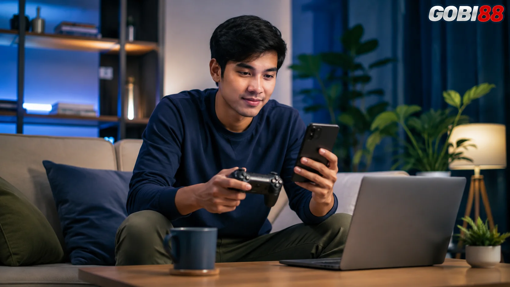 Ilustrasi GOBI88 Games tentang pembaca yang menggunakan perangkat digital untuk membaca konten game.