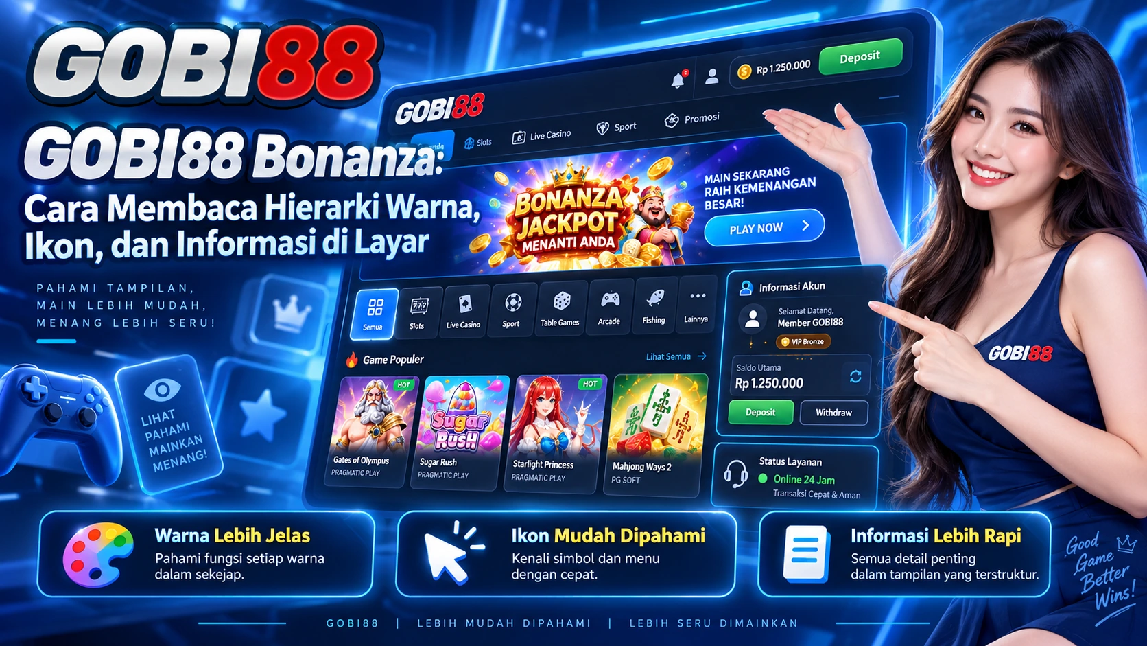 GOBI88 Bonanza: Cara Membaca Hierarki Warna, Ikon, dan Informasi di Layar